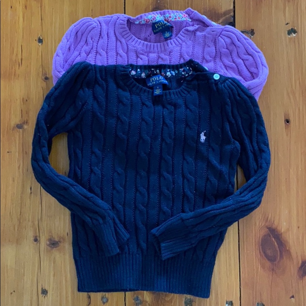 Set of 2 Girls Ralph Lauren cable knit sweater